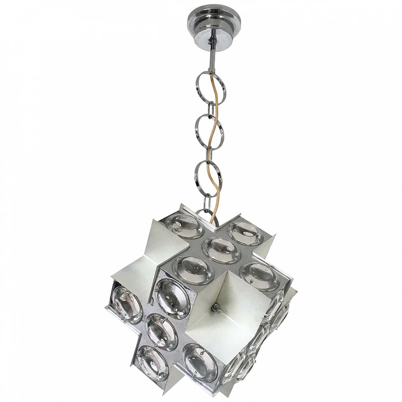 Irregular steel chandelier by Oscar Torlasco for Stilkronen, 1960s 1