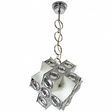 Irregular steel chandelier by Oscar Torlasco for Stilkronen, 1960s