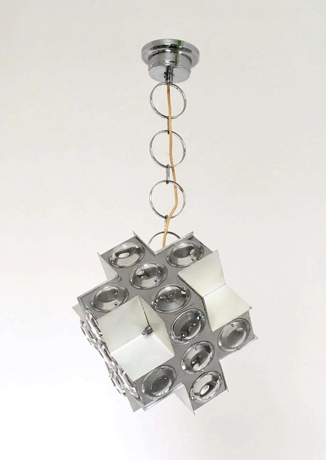 Irregular steel chandelier by Oscar Torlasco for Stilkronen, 1960s 2