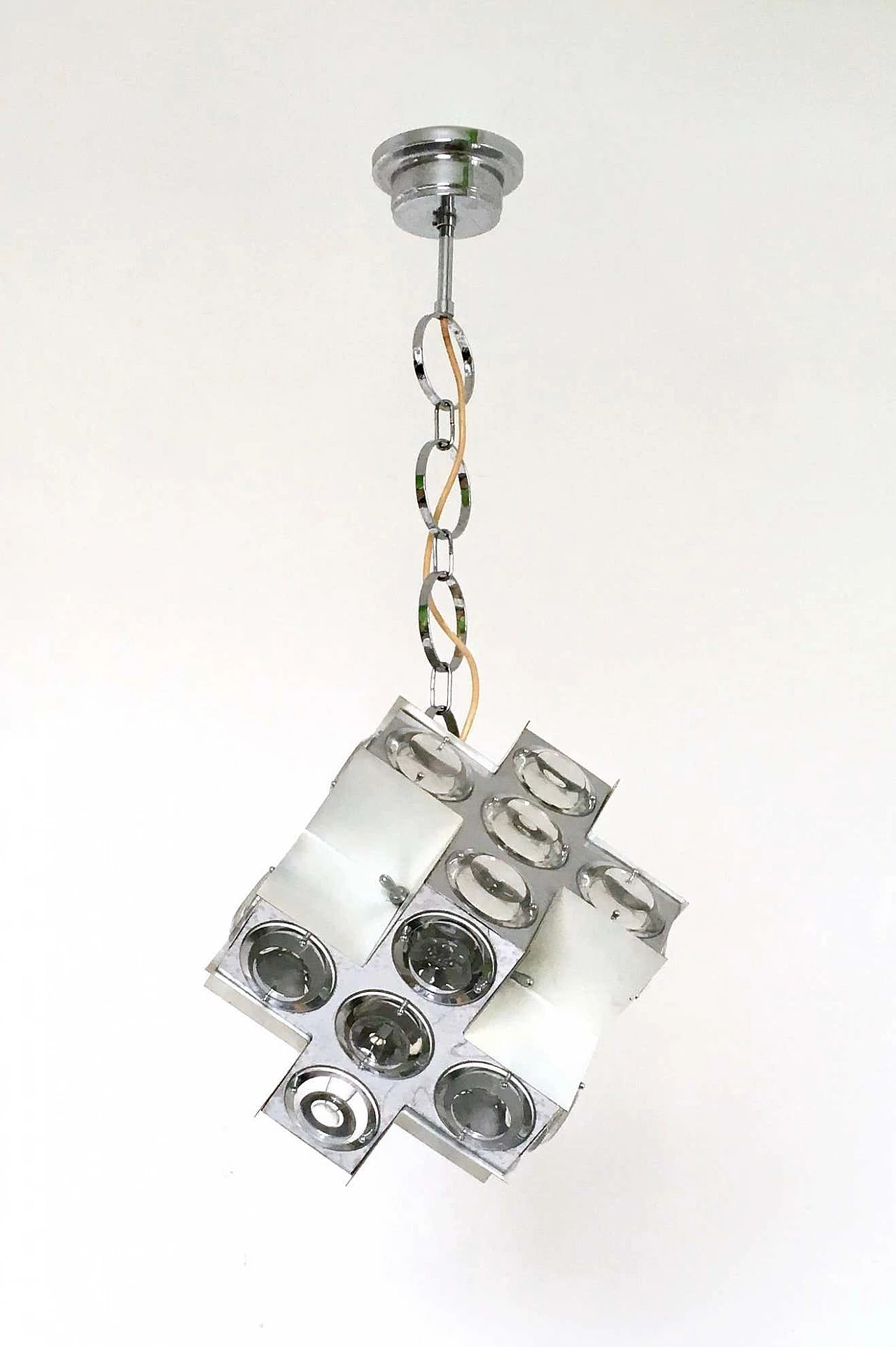 Irregular steel chandelier by Oscar Torlasco for Stilkronen, 1960s 3
