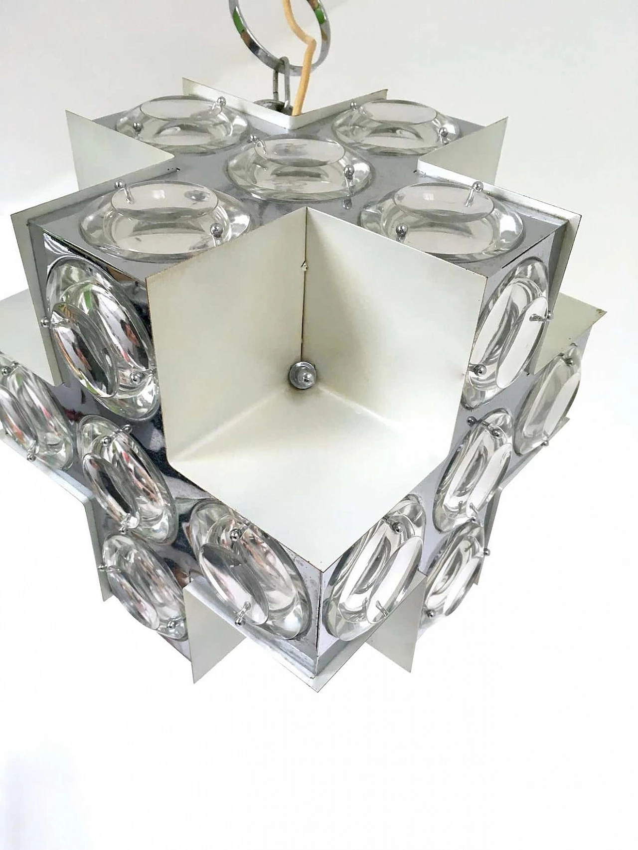 Irregular steel chandelier by Oscar Torlasco for Stilkronen, 1960s 4