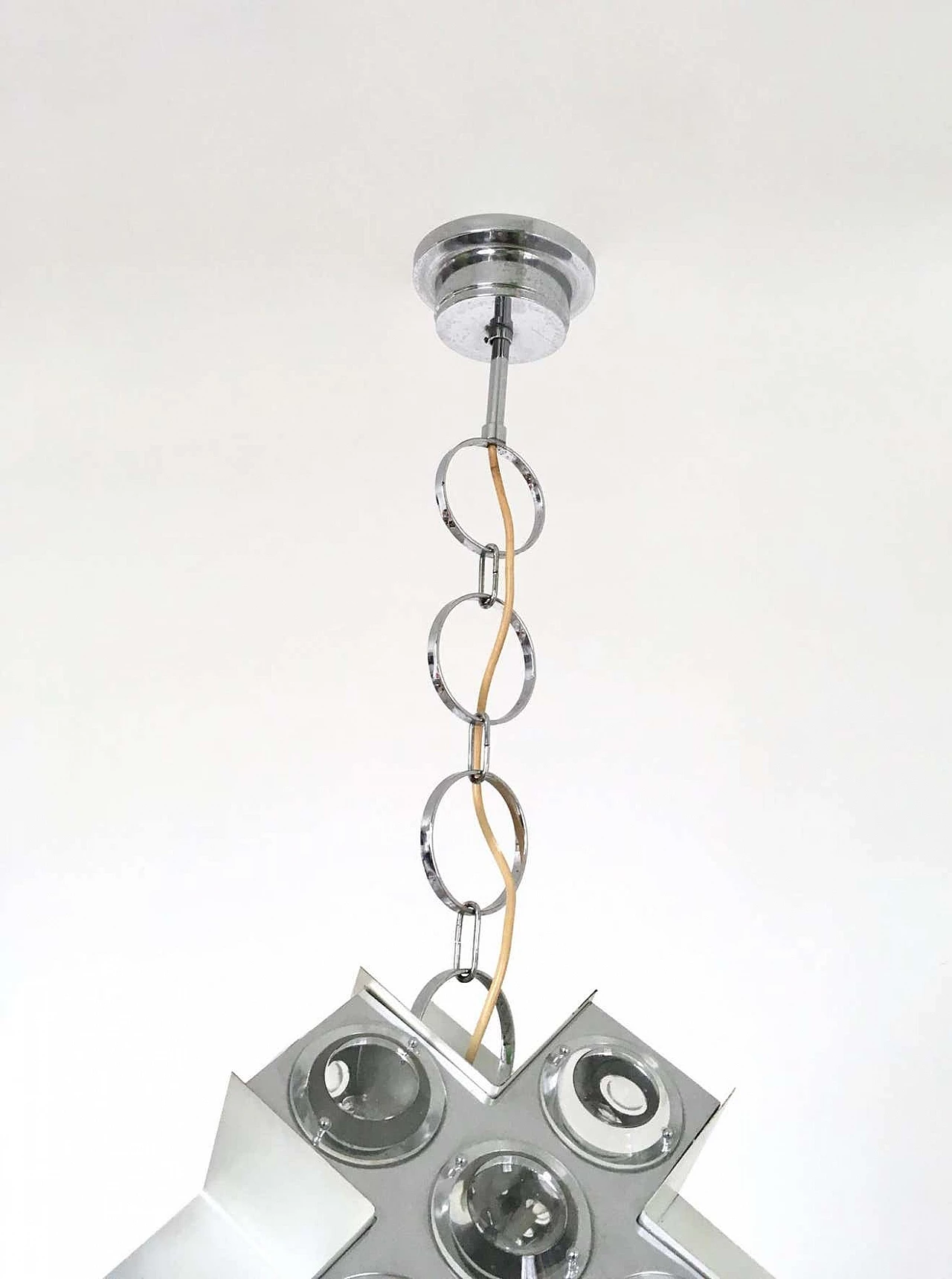 Irregular steel chandelier by Oscar Torlasco for Stilkronen, 1960s 5