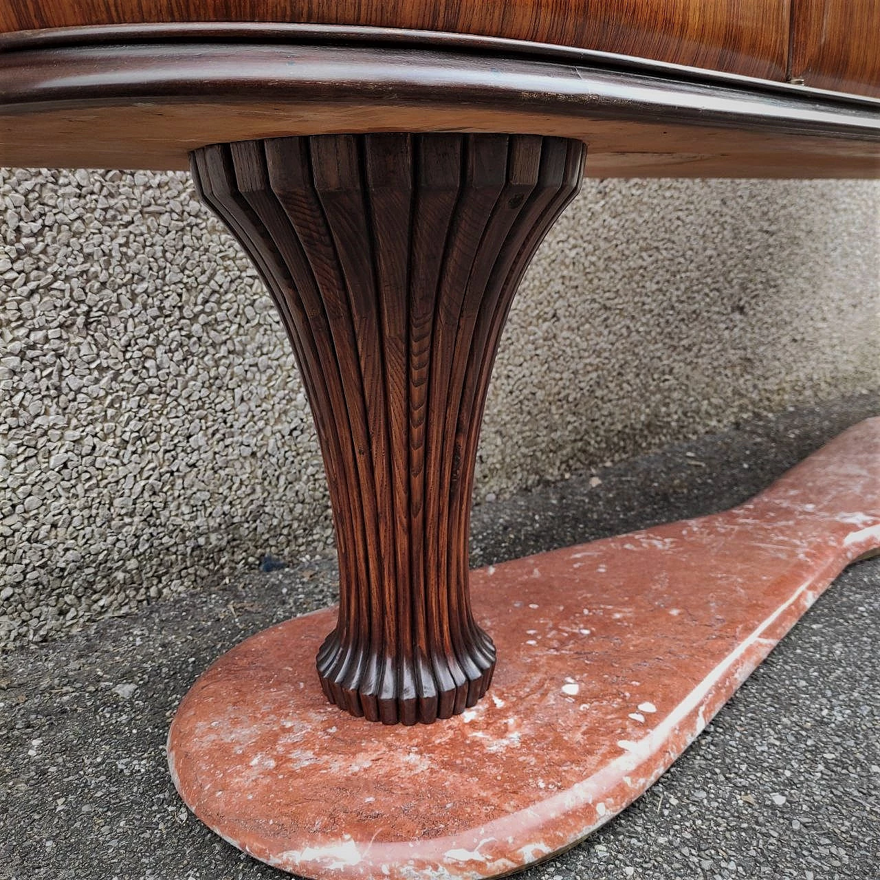 Credenza in legno con base in marmo rosso Francia di Vittorio Dassi, anni '50 9