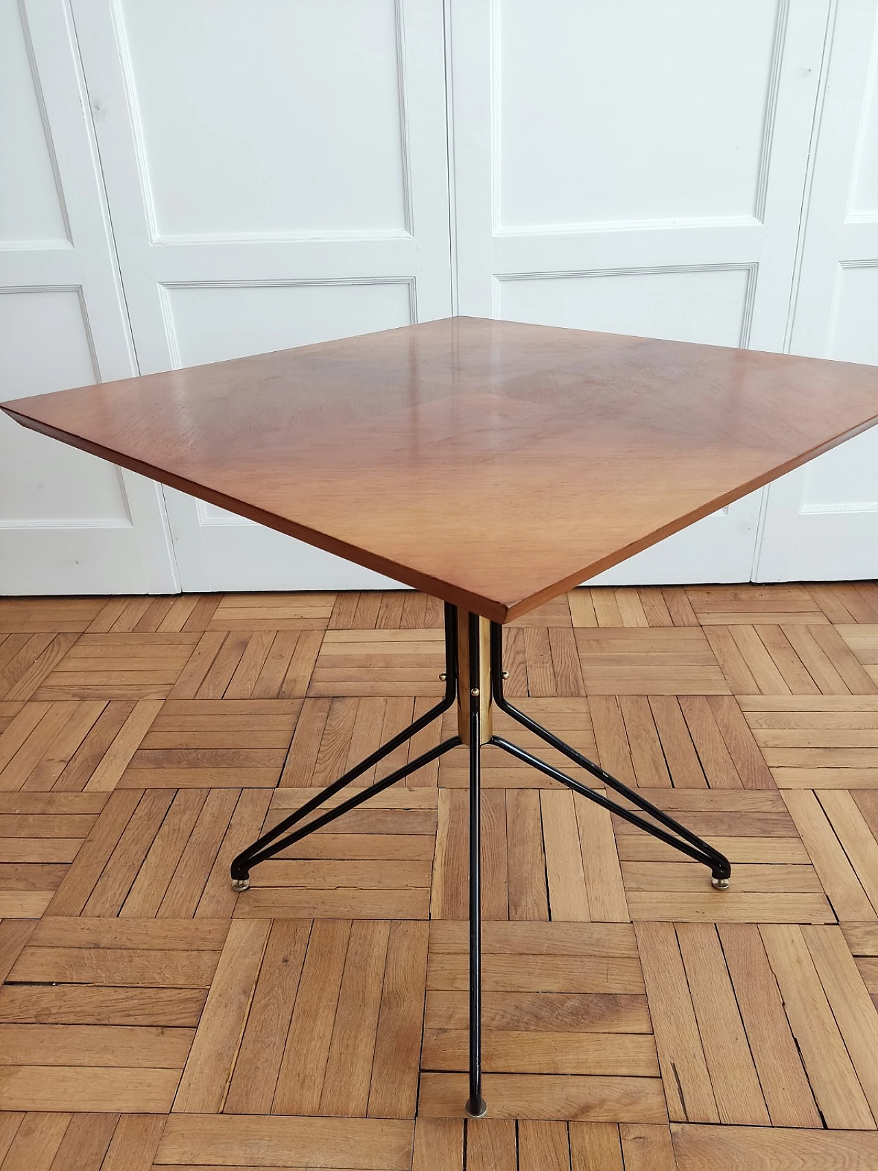 Wood, brass and metal coffee table in the style of Carlo Ratti, 1960s 4