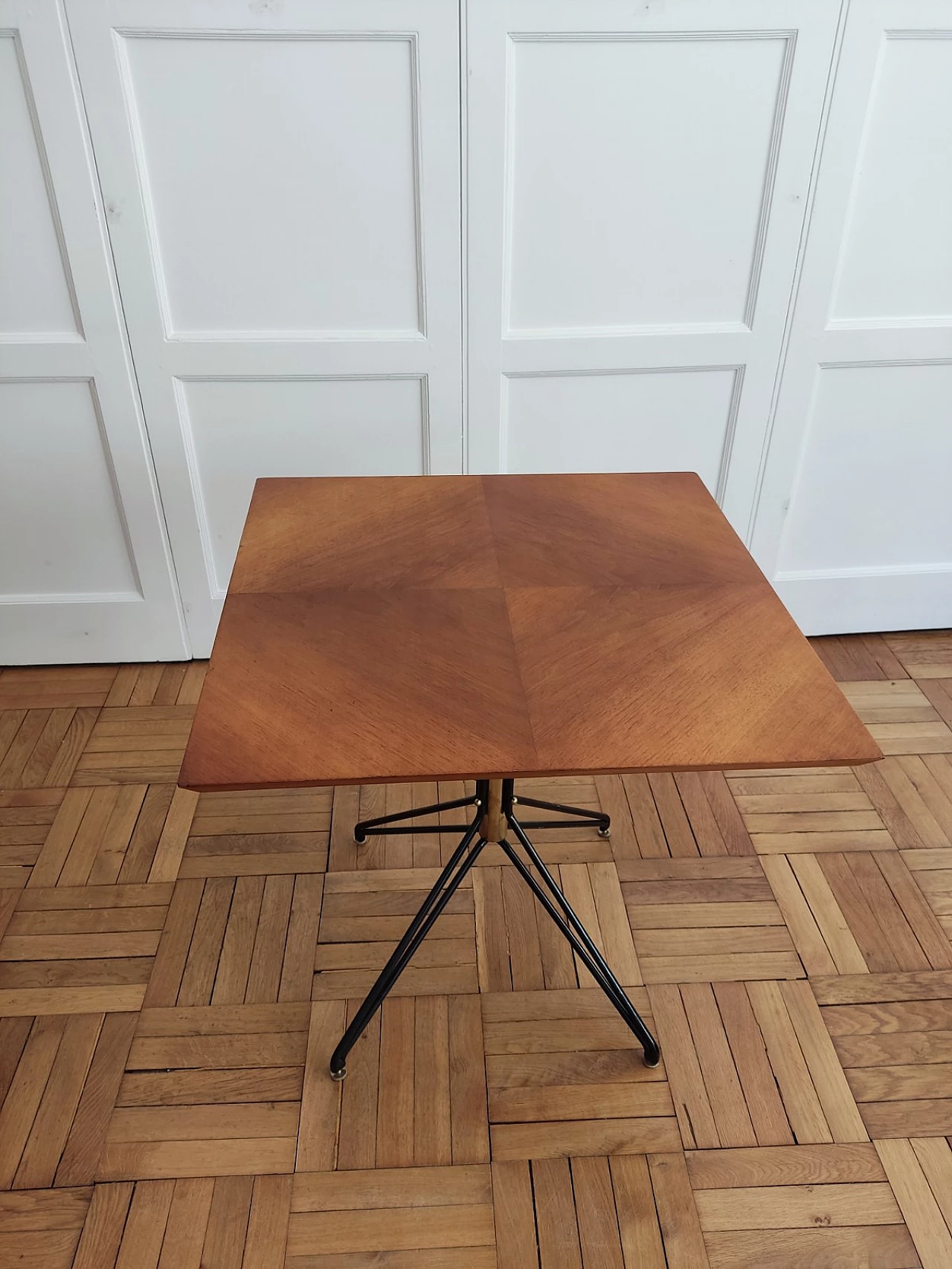 Wood, brass and metal coffee table in the style of Carlo Ratti, 1960s 10