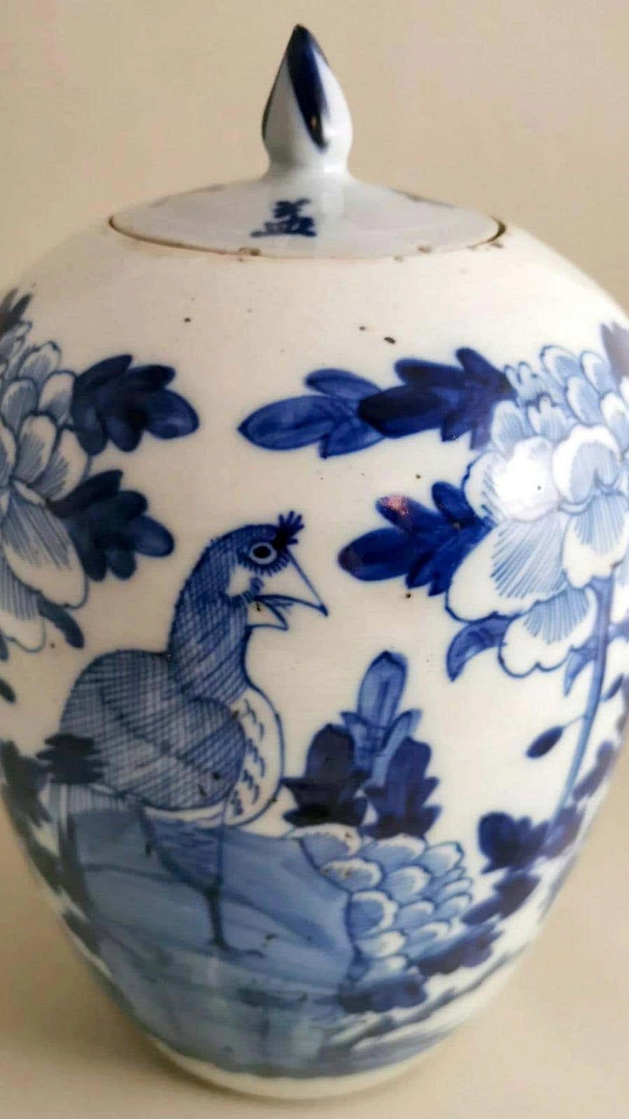 Barattolo per zenzero in porcellana cinese a decorazioni blu cobalto con coperchio, fine '800 2