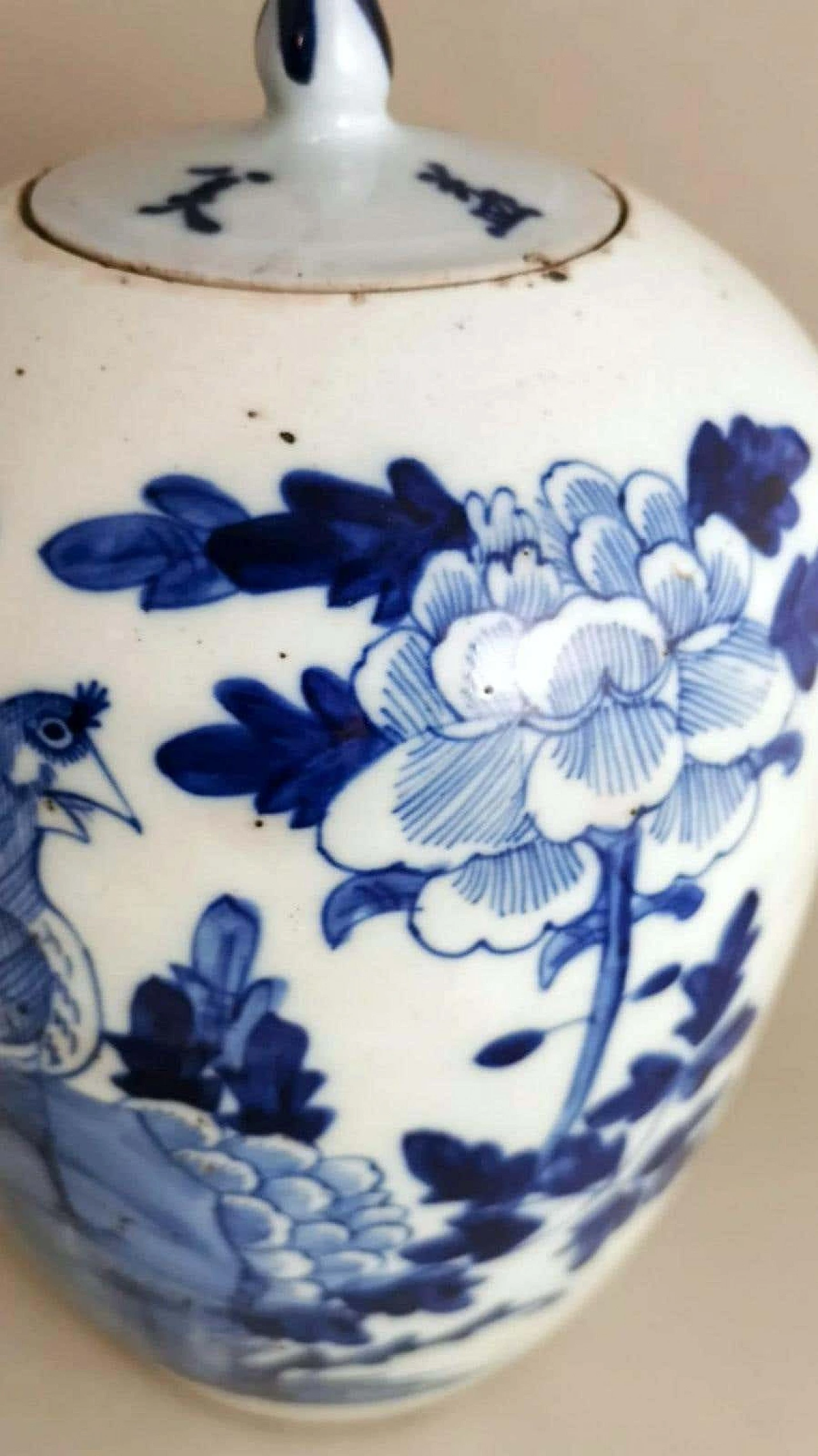 Barattolo per zenzero in porcellana cinese a decorazioni blu cobalto con coperchio, fine '800 3