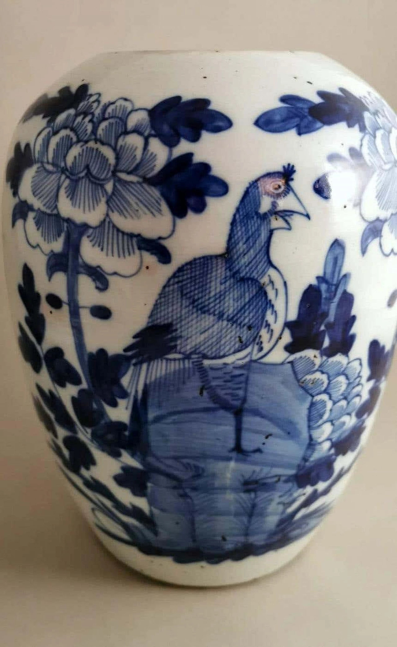 Chinese porcelain ginger jar with cobalt blue decoration and lid, late 19th century 6