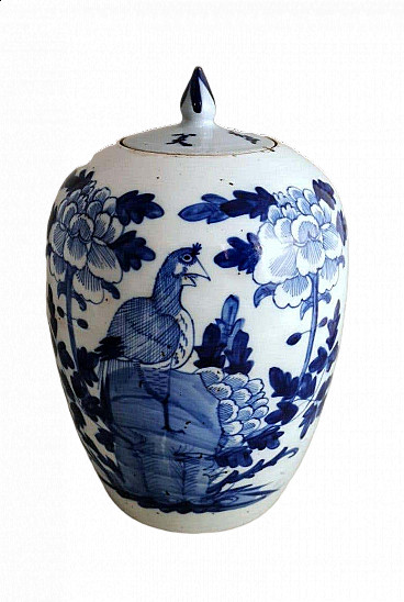 Chinese porcelain ginger jar with cobalt blue decoration and lid, late 19th century