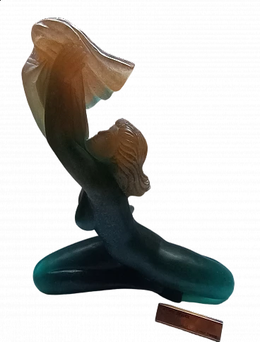 Scultura Invocation in pasta di vetro di André Deloul per Daum