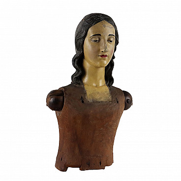 Busto di manichino da artista in legno, metà '800