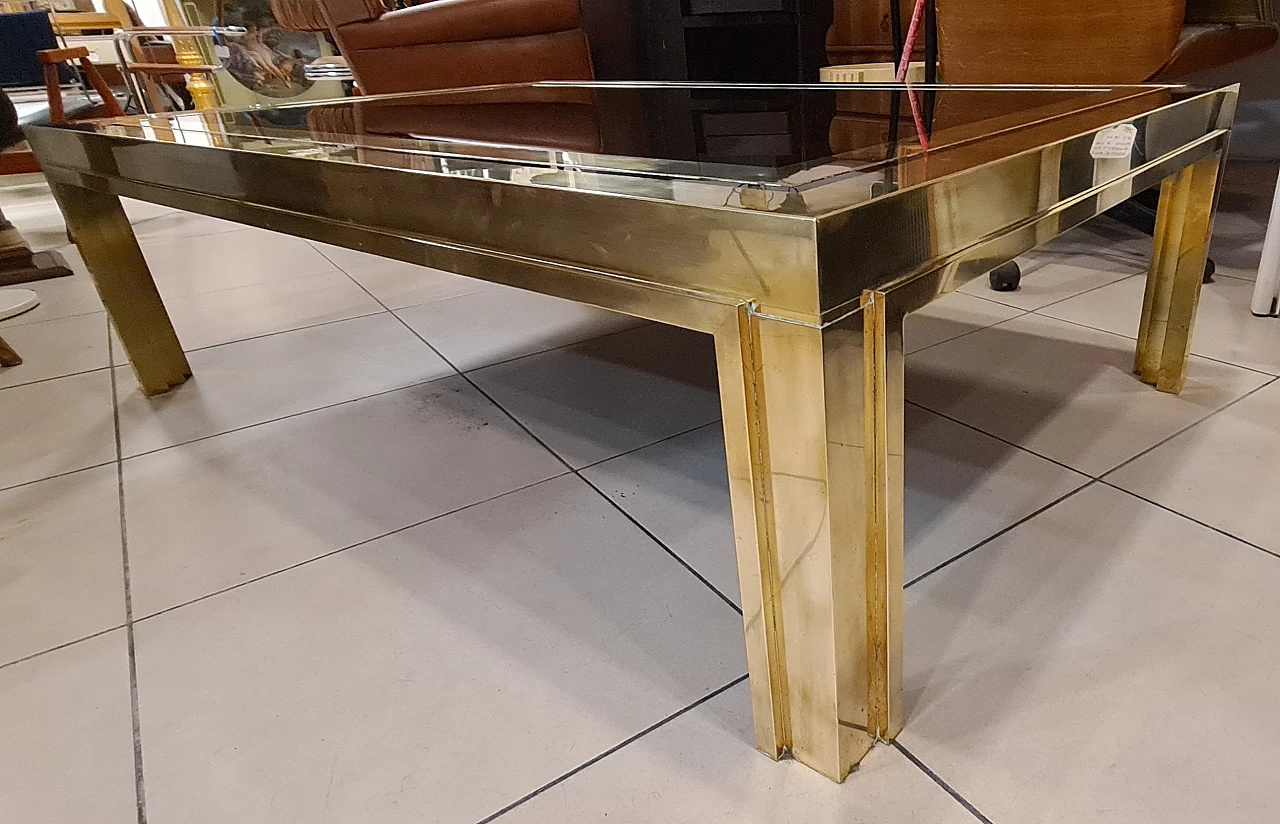 Brass and black plexiglass coffee table by Liwan's Roma, 1970s 2