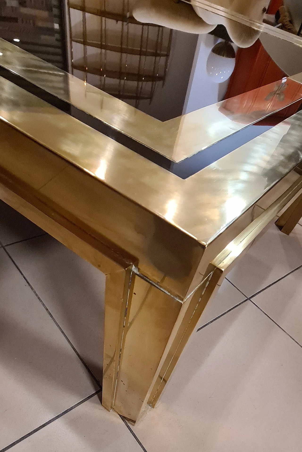 Brass and black plexiglass coffee table by Liwan's Roma, 1970s 3