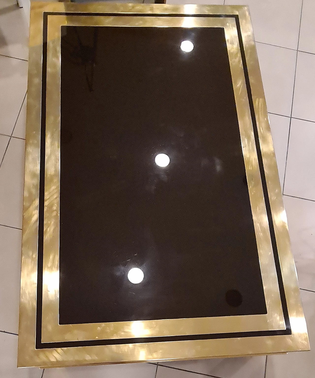 Brass and black plexiglass coffee table by Liwan's Roma, 1970s 7