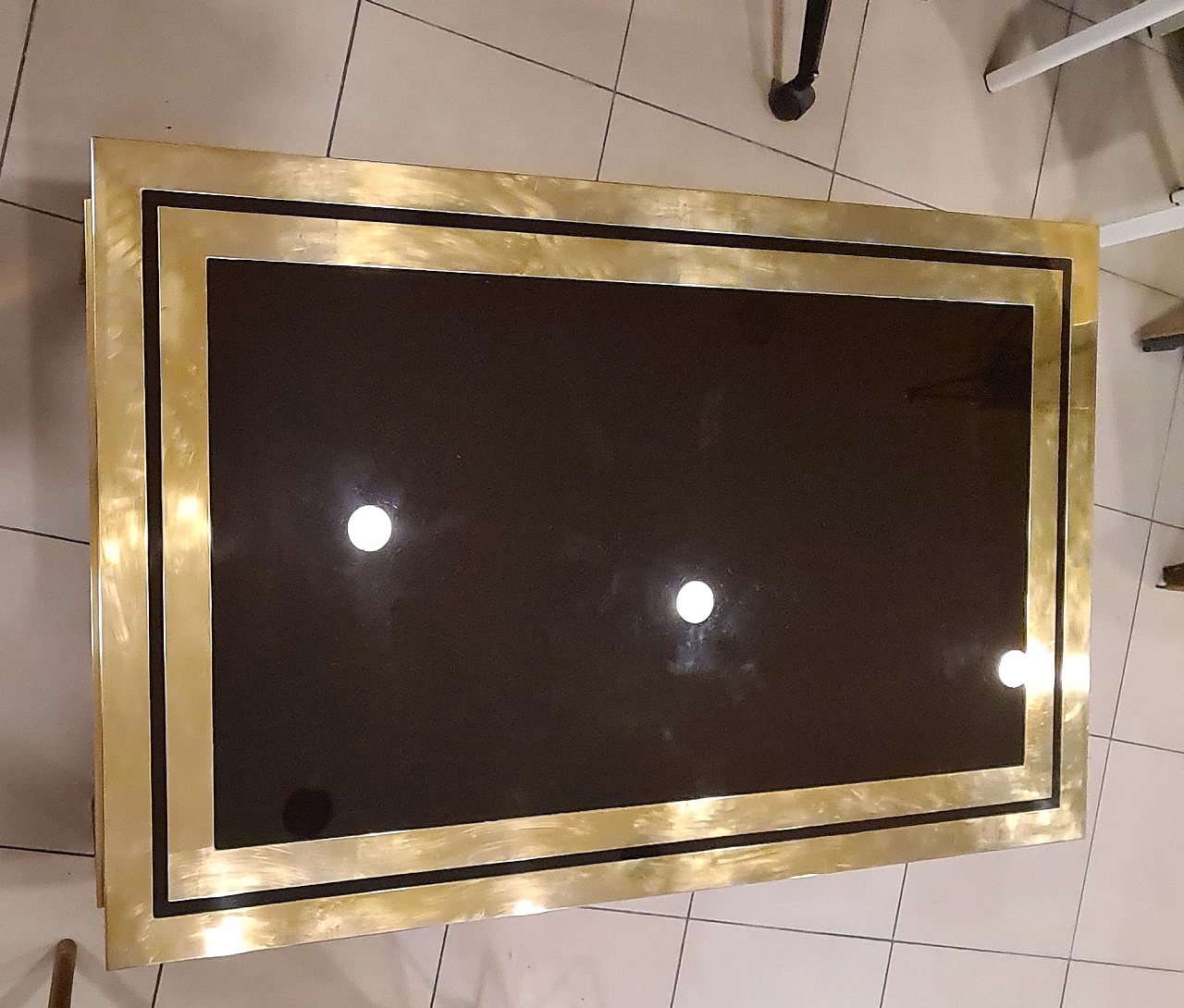 Brass and black plexiglass coffee table by Liwan's Roma, 1970s 8