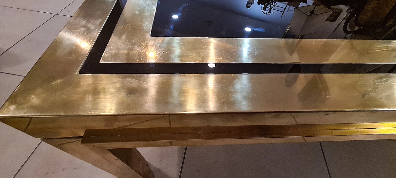 Brass and black plexiglass coffee table by Liwan's Roma, 1970s 12