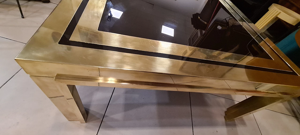 Tavolino in ottone e plexiglass nero di Liwan's Roma, anni '70 13