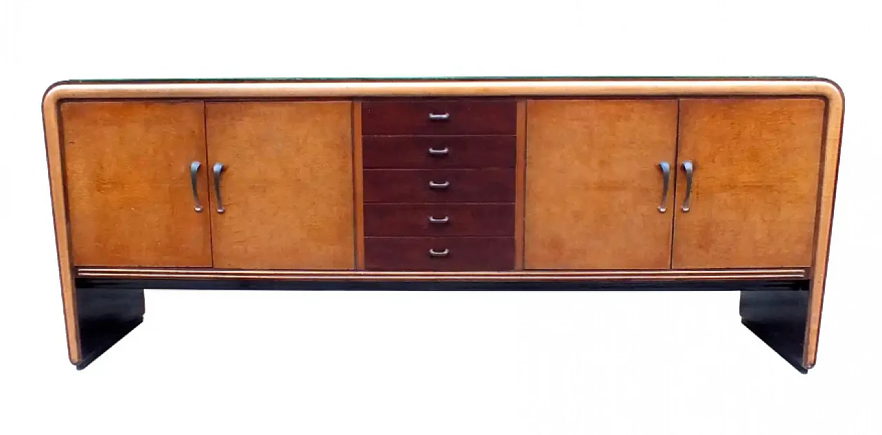 Pair of sideboards in wood and glass by Osvaldo Borsani, 1930s 2