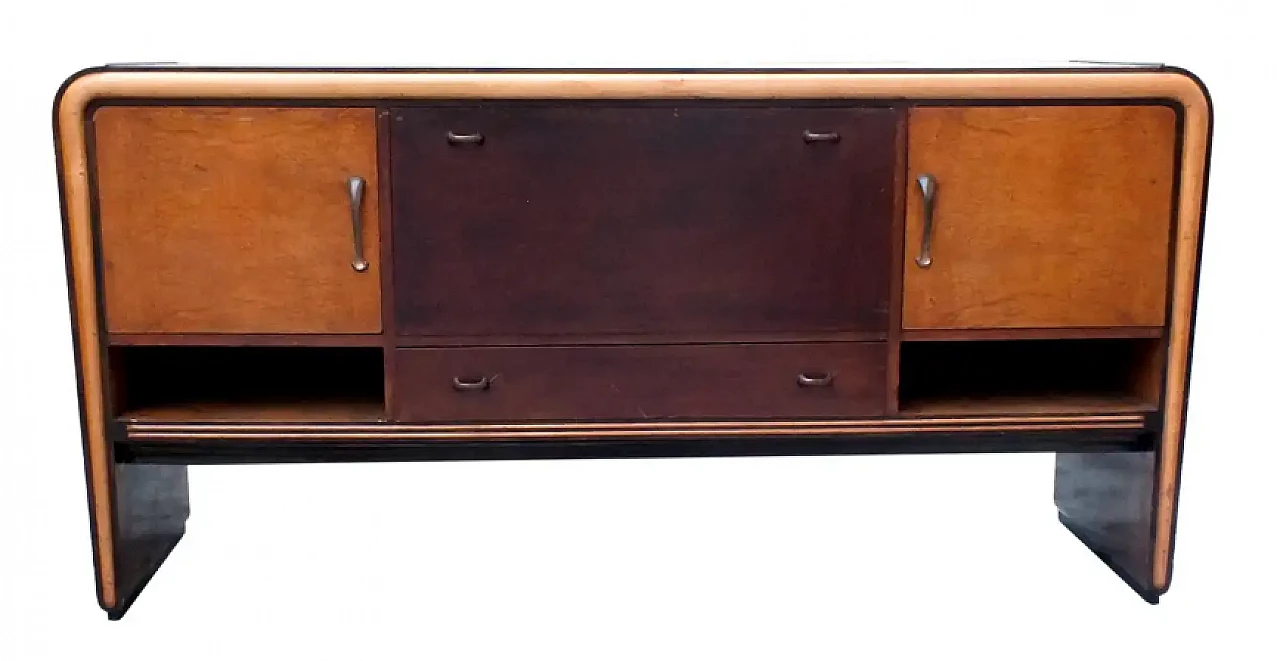 Pair of sideboards in wood and glass by Osvaldo Borsani, 1930s 3