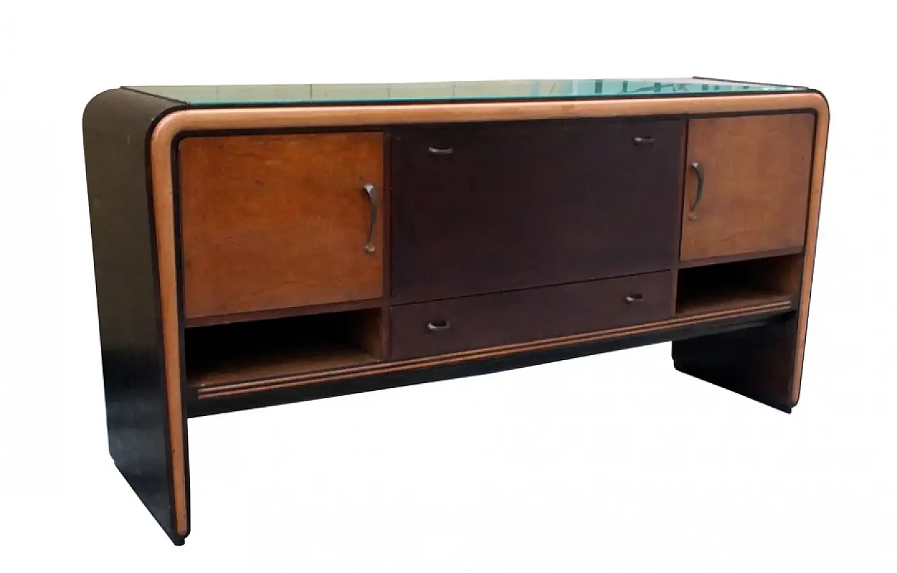 Coppia di credenze in legno e vetro di Osvaldo Borsani, anni '30 4