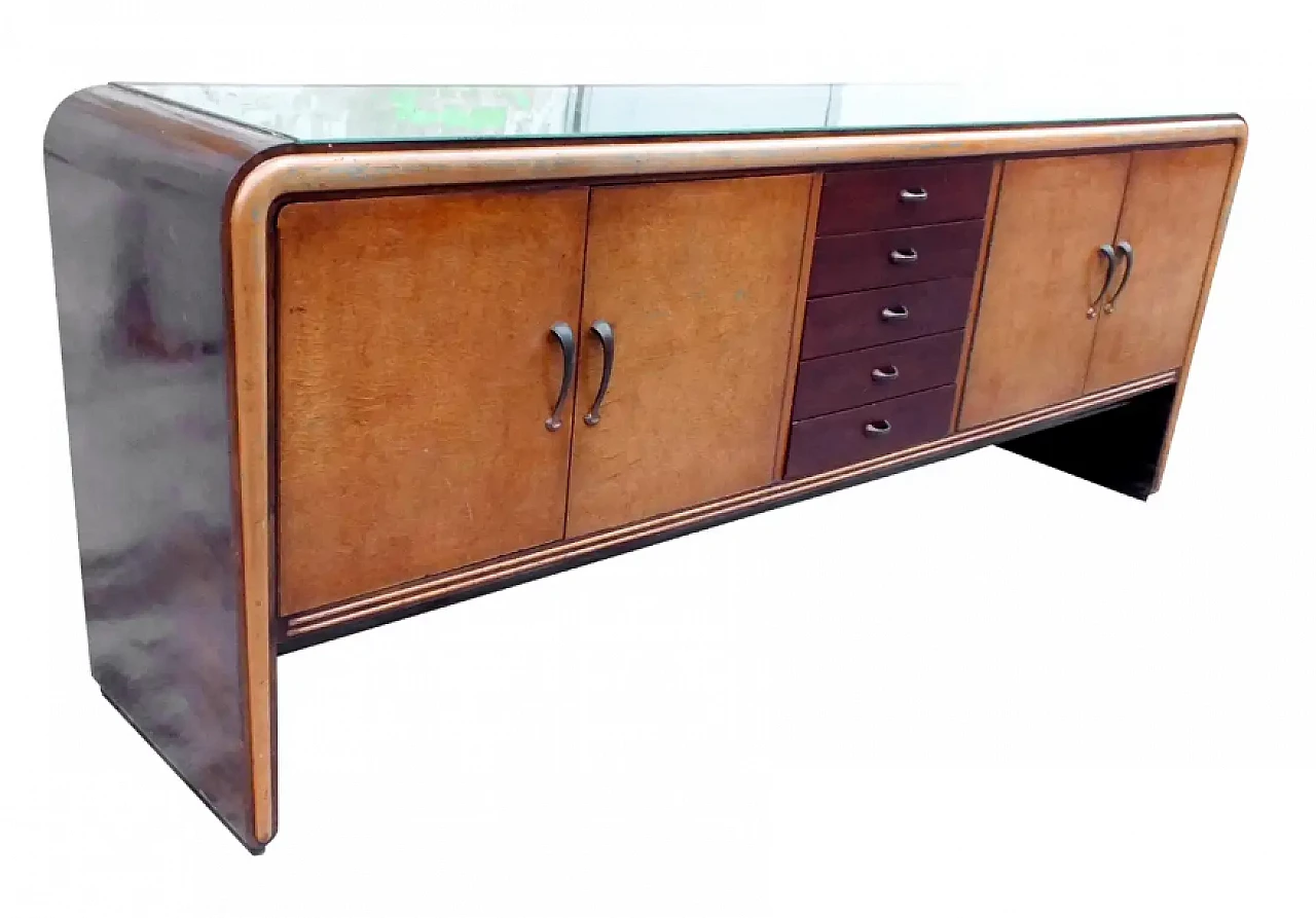 Coppia di credenze in legno e vetro di Osvaldo Borsani, anni '30 5