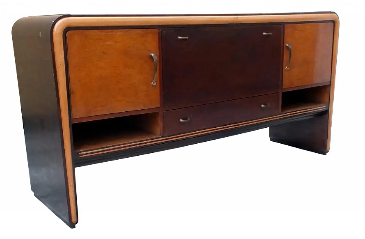 Pair of sideboards in wood and glass by Osvaldo Borsani, 1930s 7