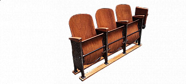 Three-seater theatre row in oak, 1940s