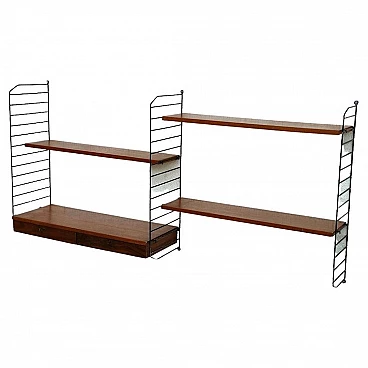 Scandinavian-style striped bookcase in teak and metal, 1960s