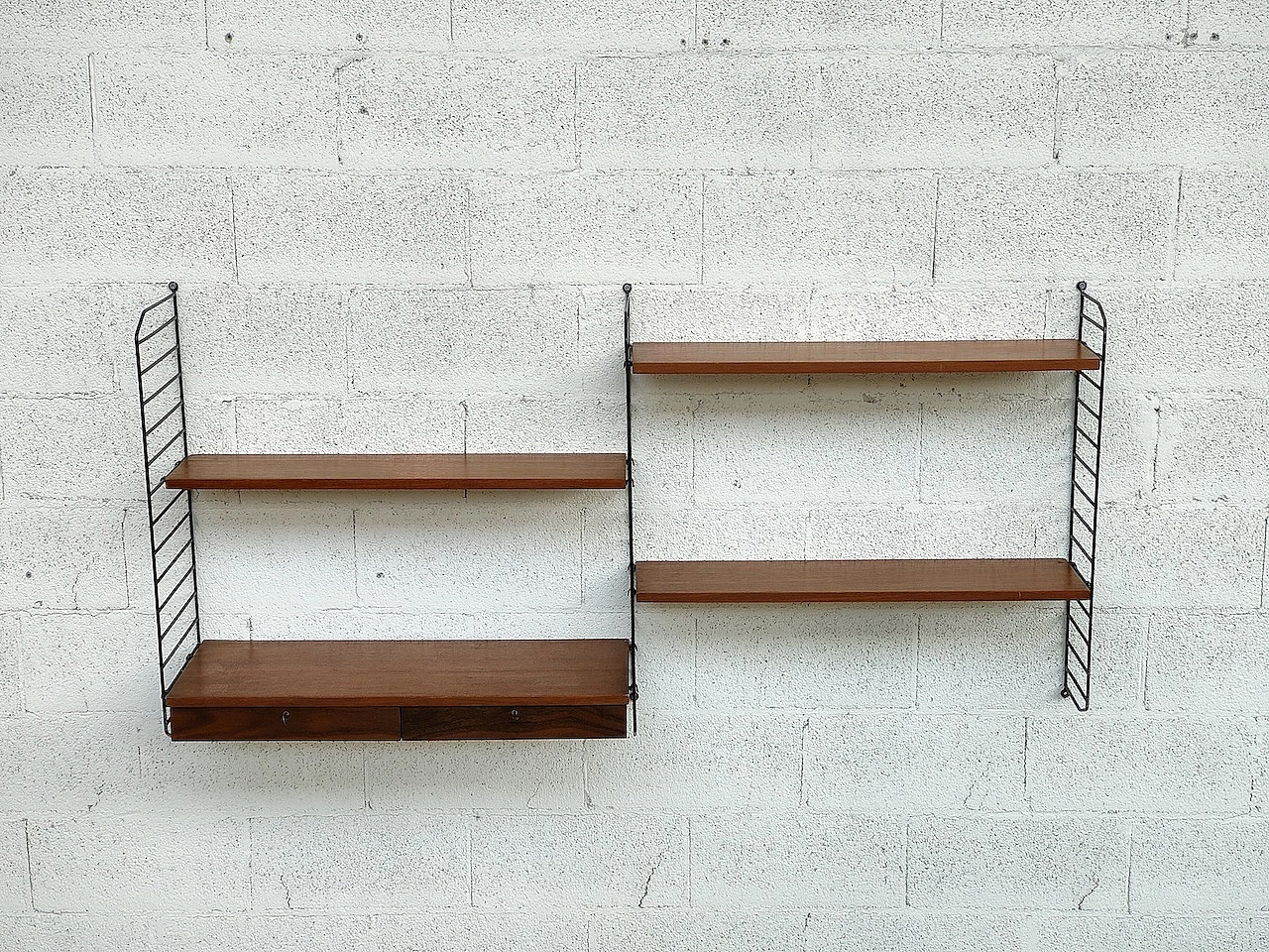 Scandinavian-style striped bookcase in teak and metal, 1960s 3