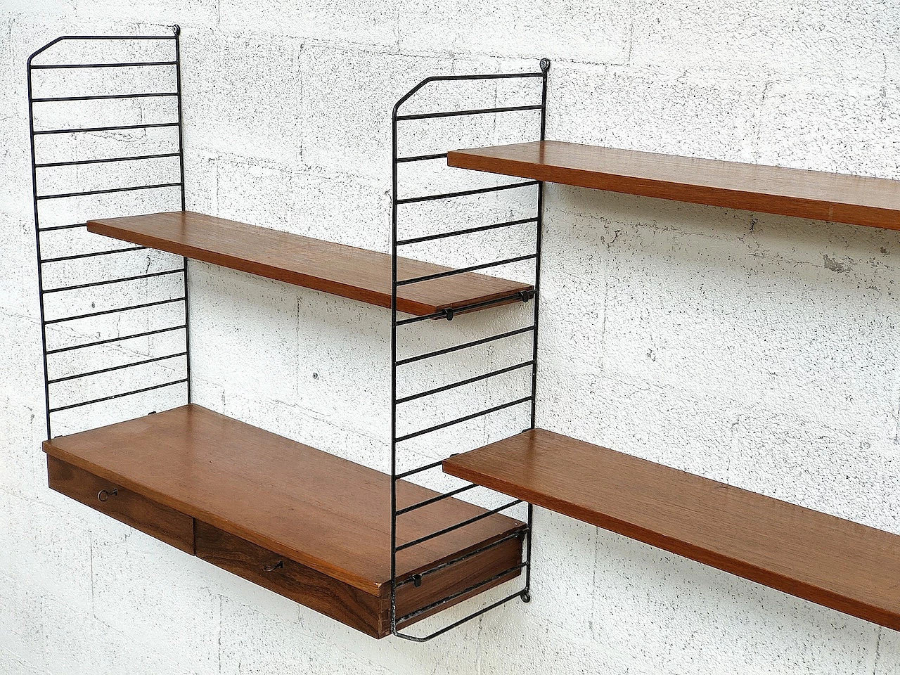 Scandinavian-style striped bookcase in teak and metal, 1960s 5