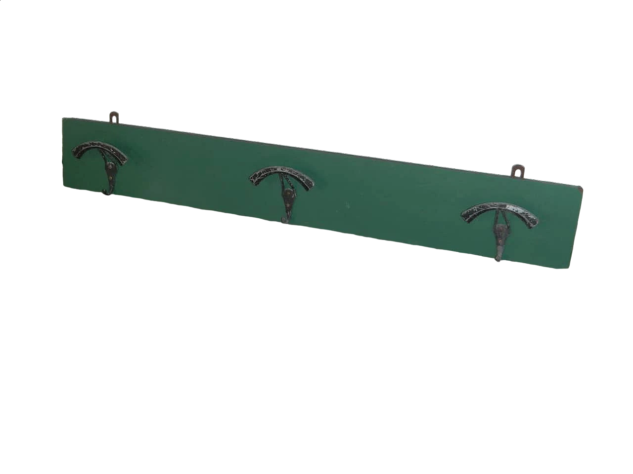 Spruce and green formica wall coat rack, 1970s 10