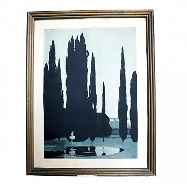 Ballet dancer in swan, aquatint etching by Sir Claude Francis Barry, early 20th century