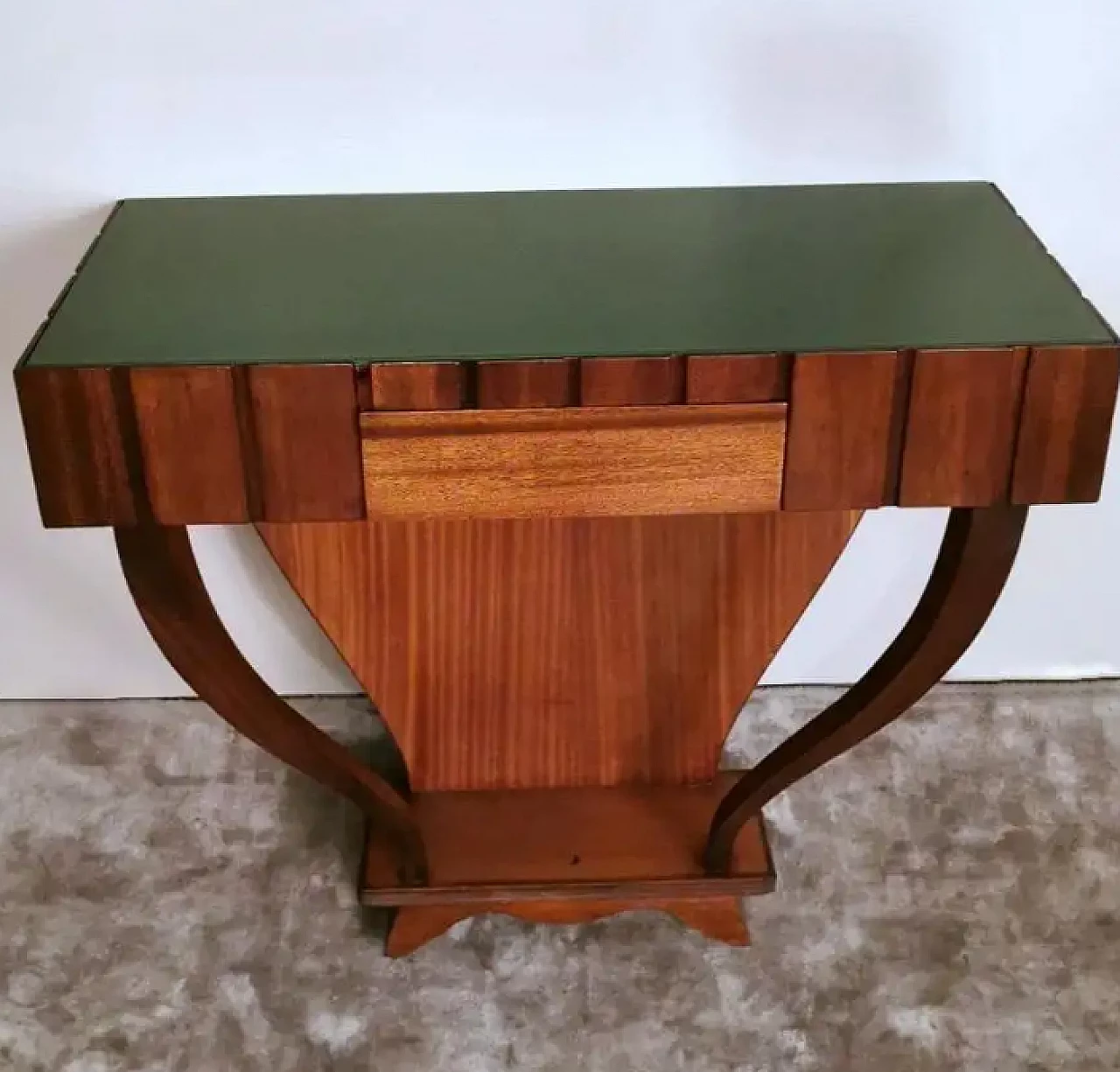 Wooden console table with glass top, 1950s 2