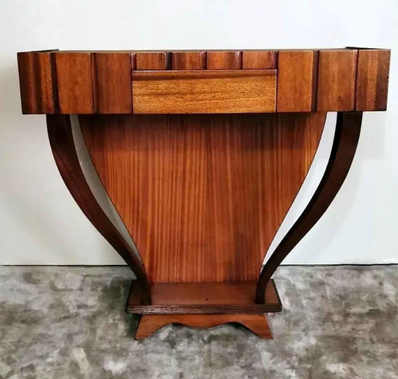Wooden console table with glass top, 1950s 4