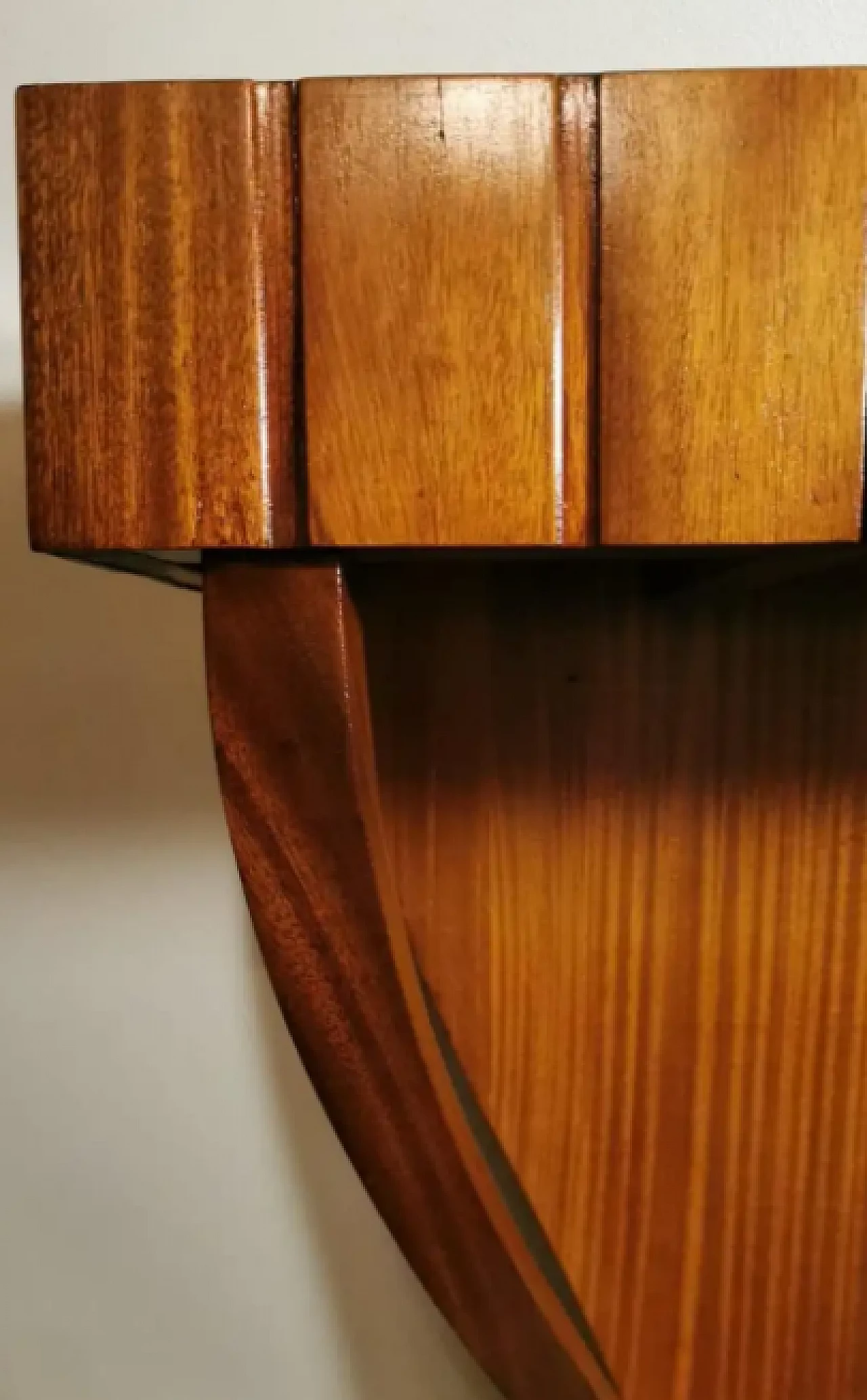 Wooden console table with glass top, 1950s 9