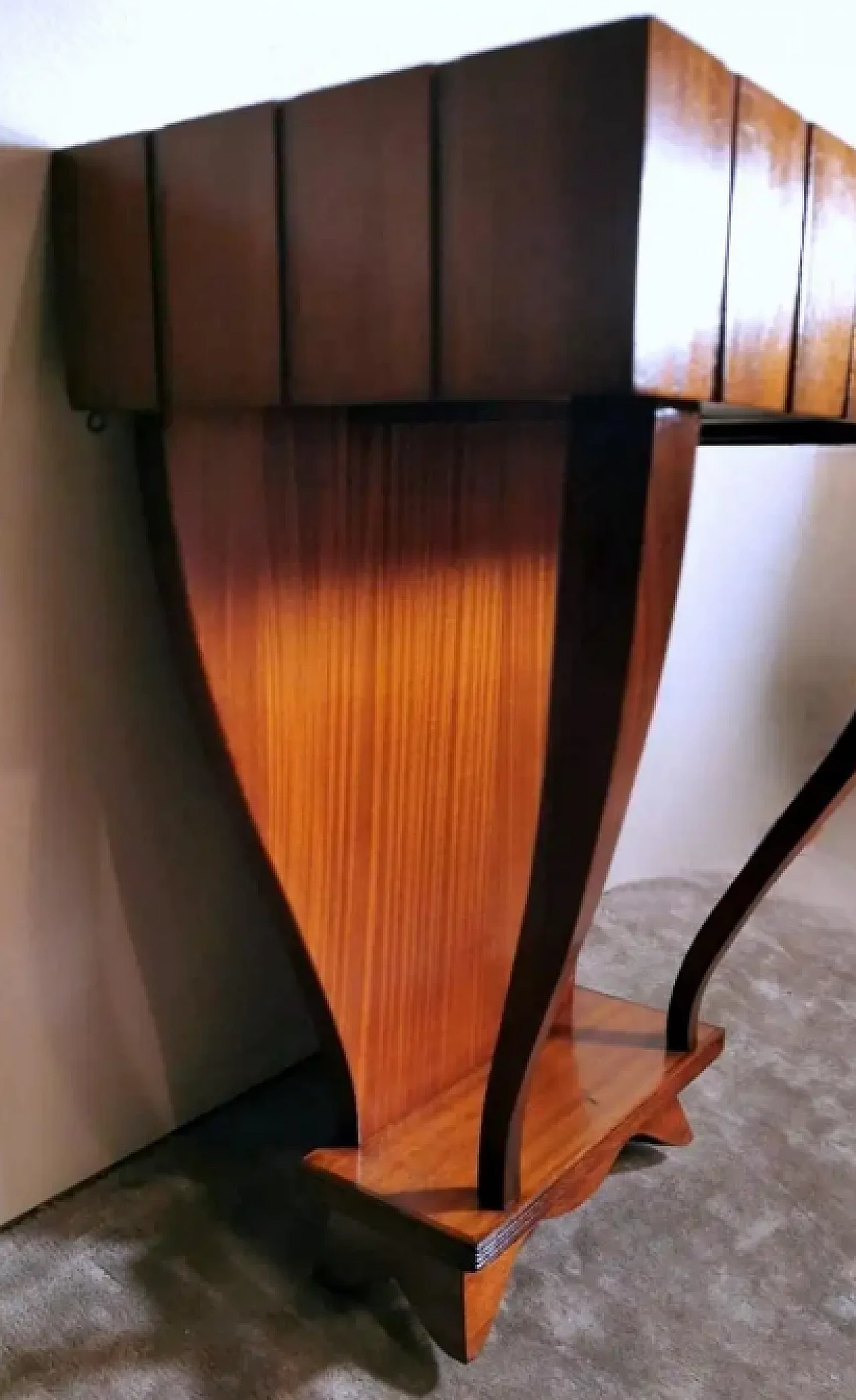 Wooden console table with glass top, 1950s 11