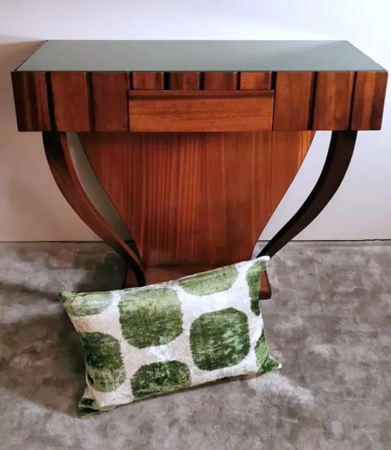 Wooden console table with glass top, 1950s 12