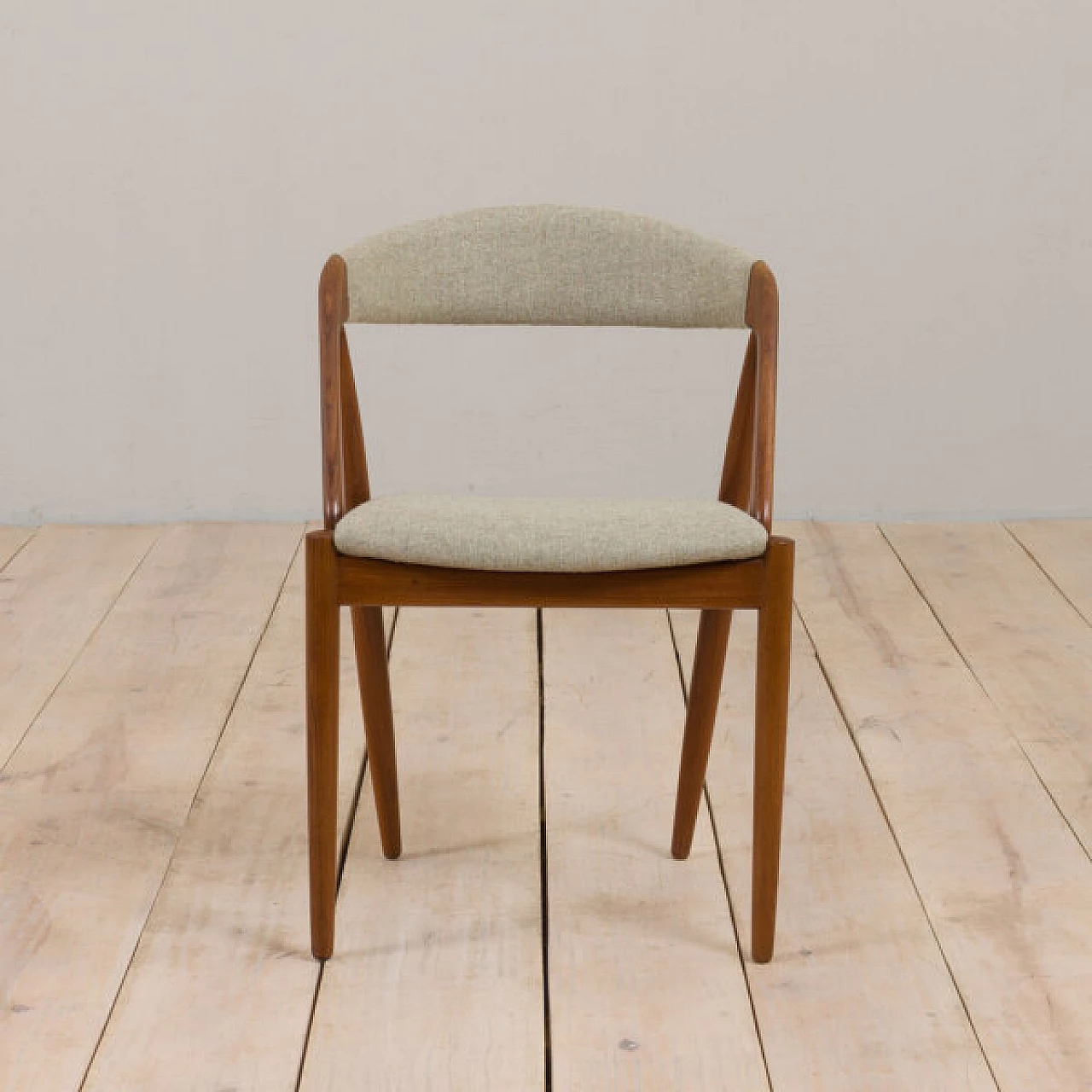 8 Teak dining chairs upholstered in wool by Kai Kristiansen, 1960s 10