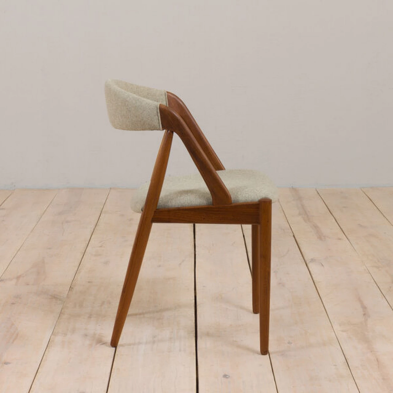 8 Teak dining chairs upholstered in wool by Kai Kristiansen, 1960s 12