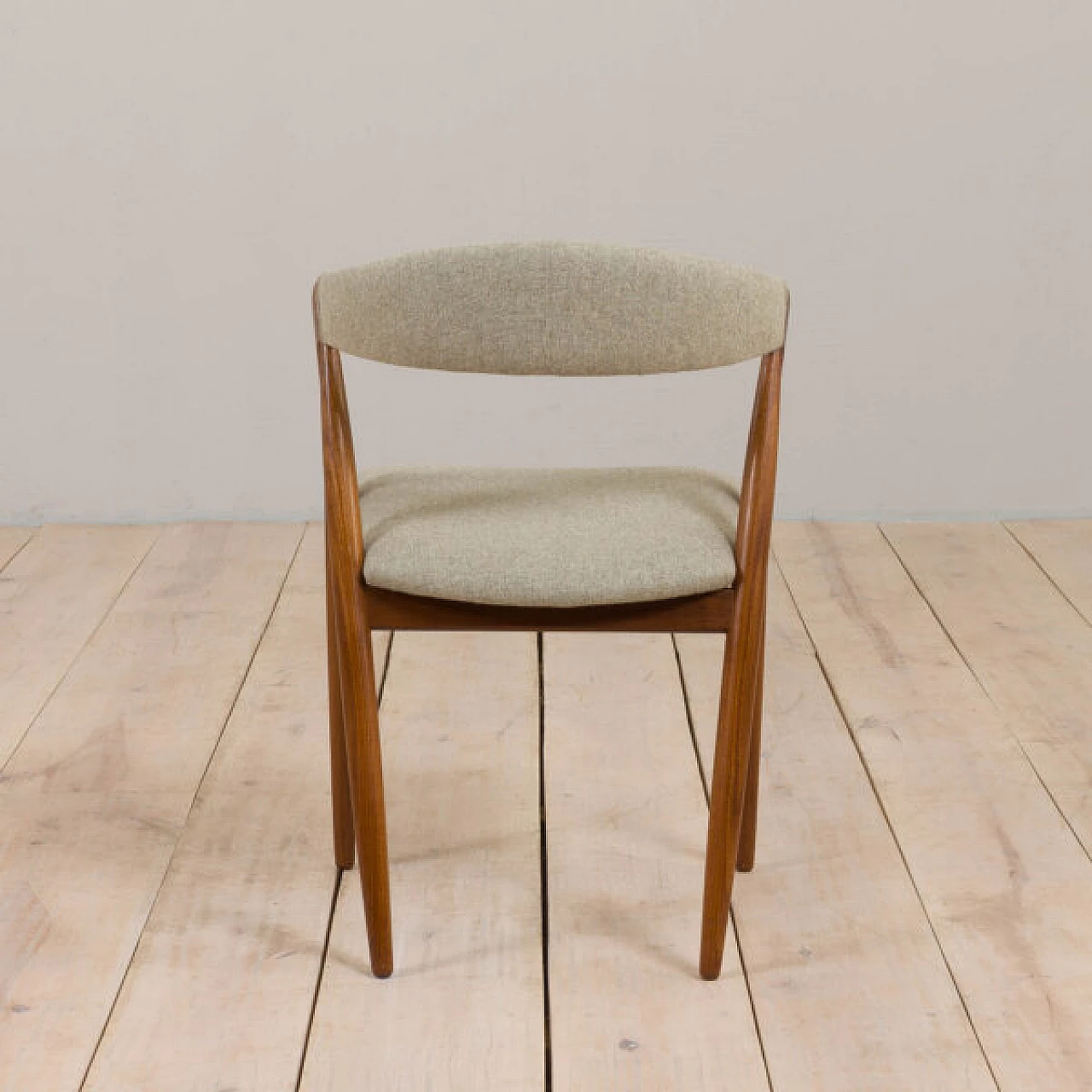 8 Teak dining chairs upholstered in wool by Kai Kristiansen, 1960s 13