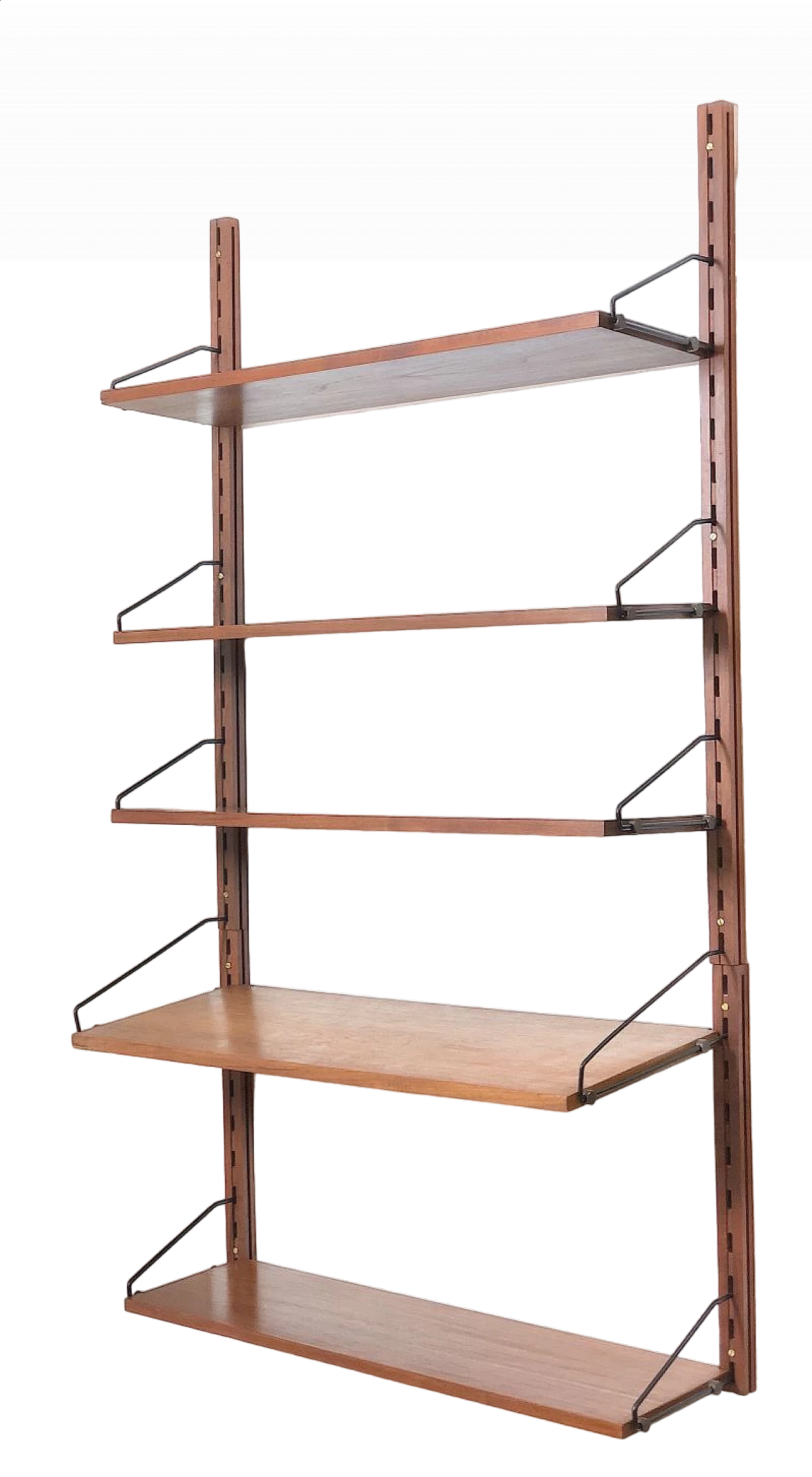 Libreria modulare sospesa in teak e metallo, anni '60 12