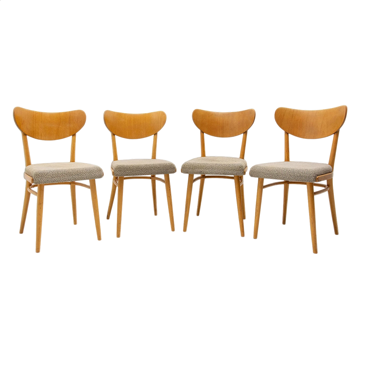 4 Beech and fabric dining chairs, 1960s 23