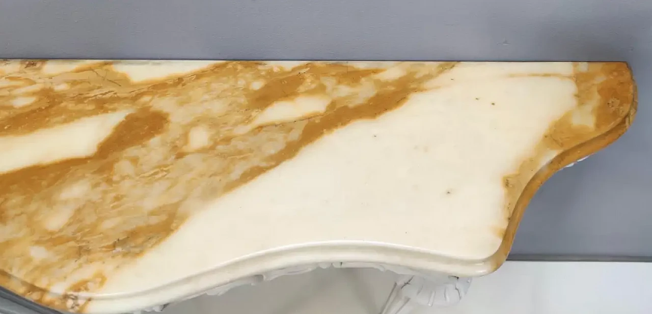 Consolle in faggio laccato con piano in marmo giallo, anni '60 8