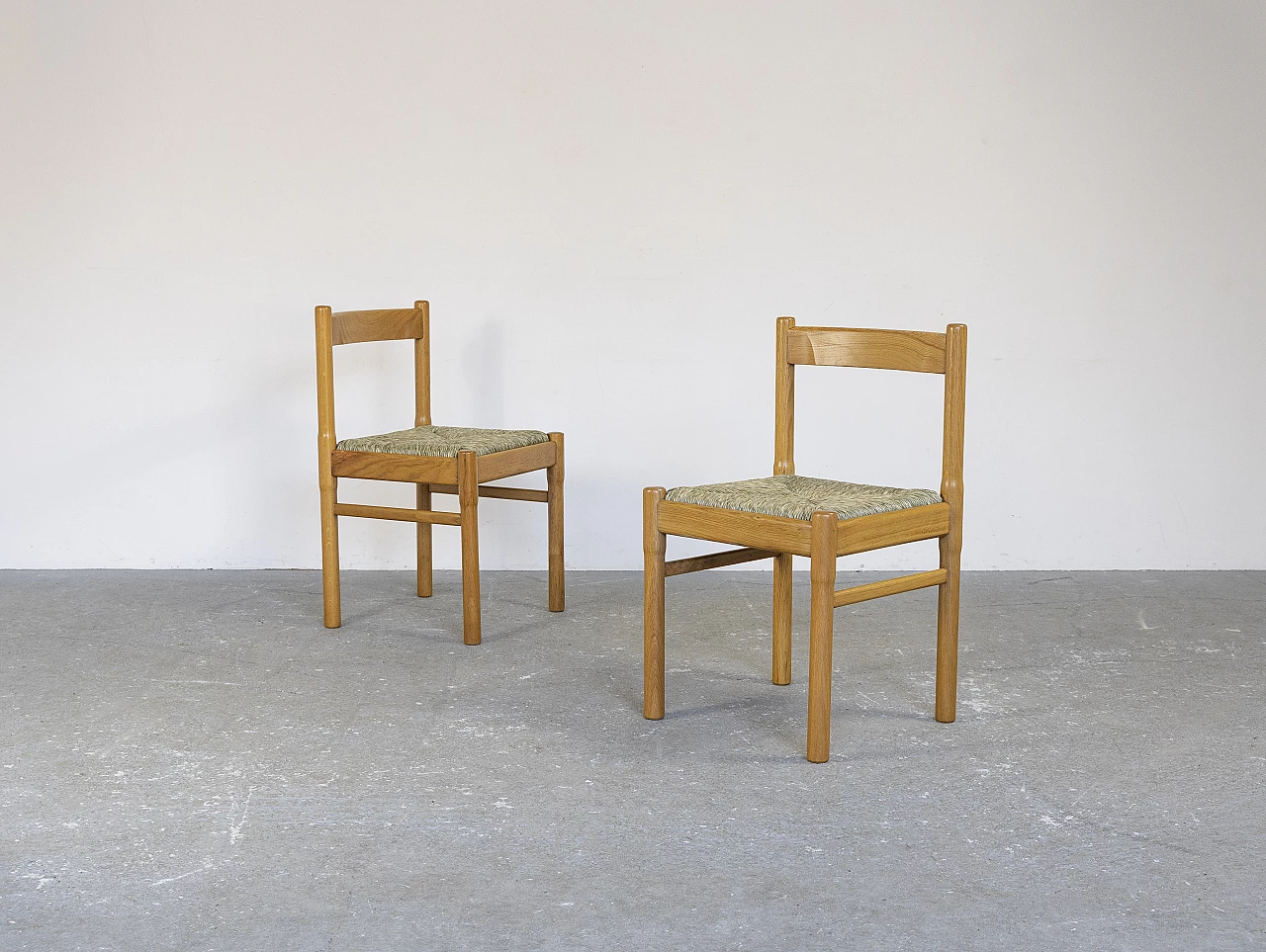 6 oak chairs with straw seat, 1960s 16