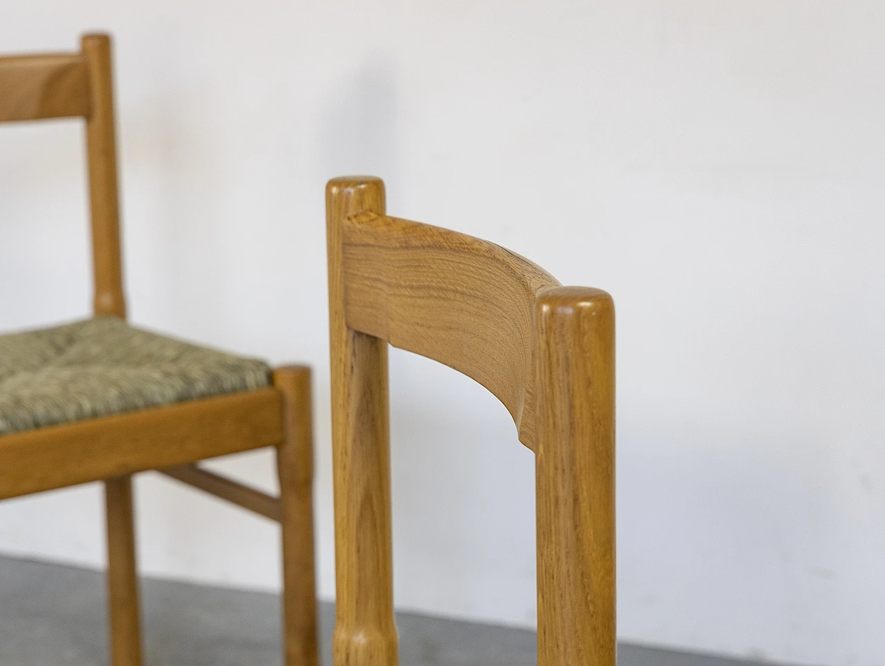 6 oak chairs with straw seat, 1960s 17