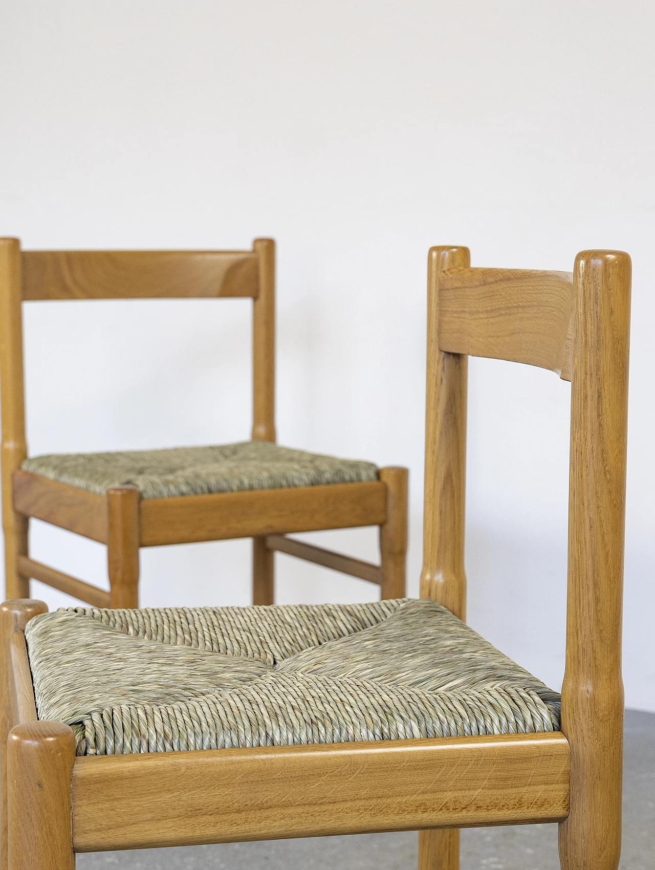 6 oak chairs with straw seat, 1960s 18