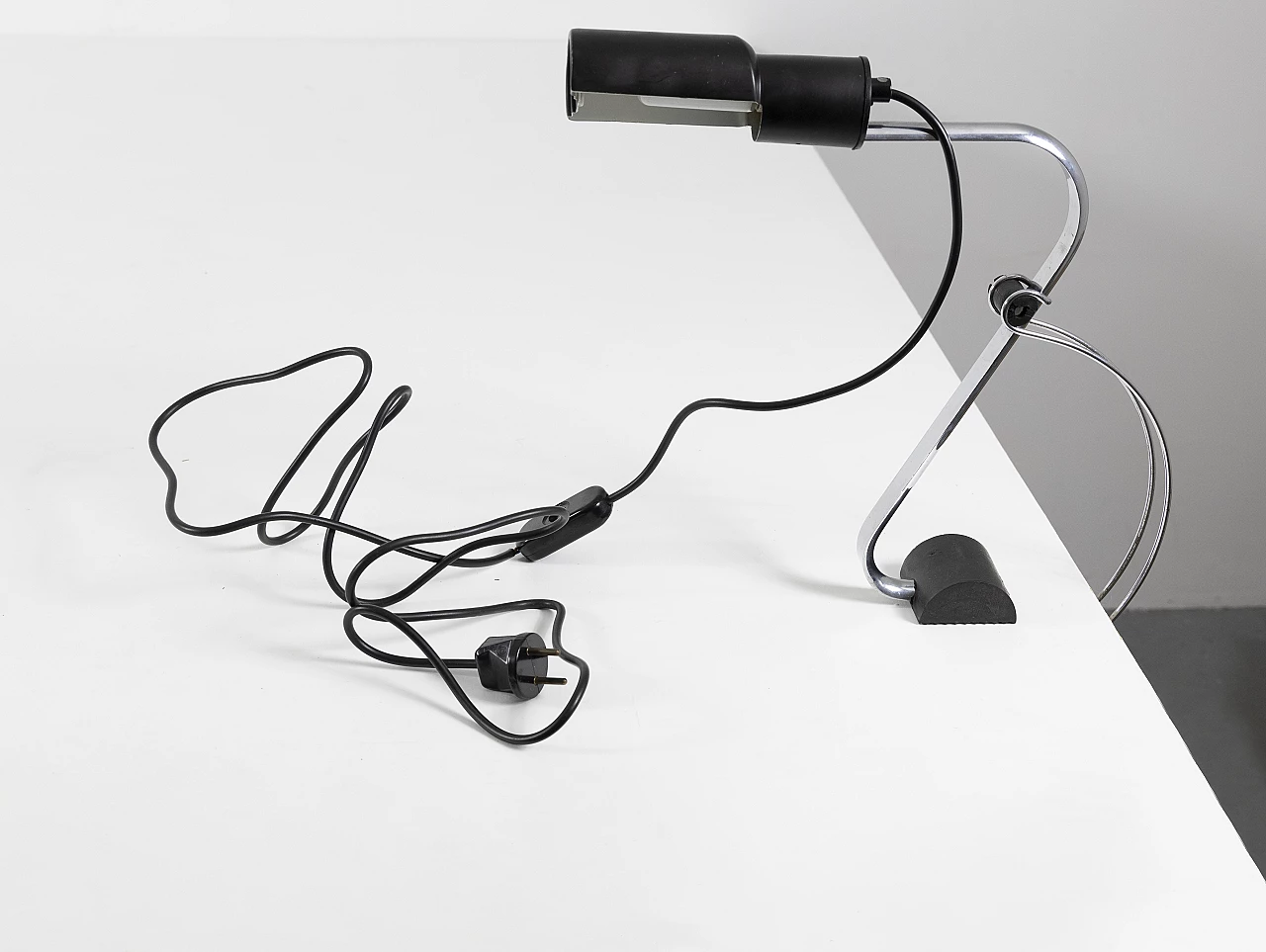 Chrome-plated metal desk clamp lamp, 1970s 1