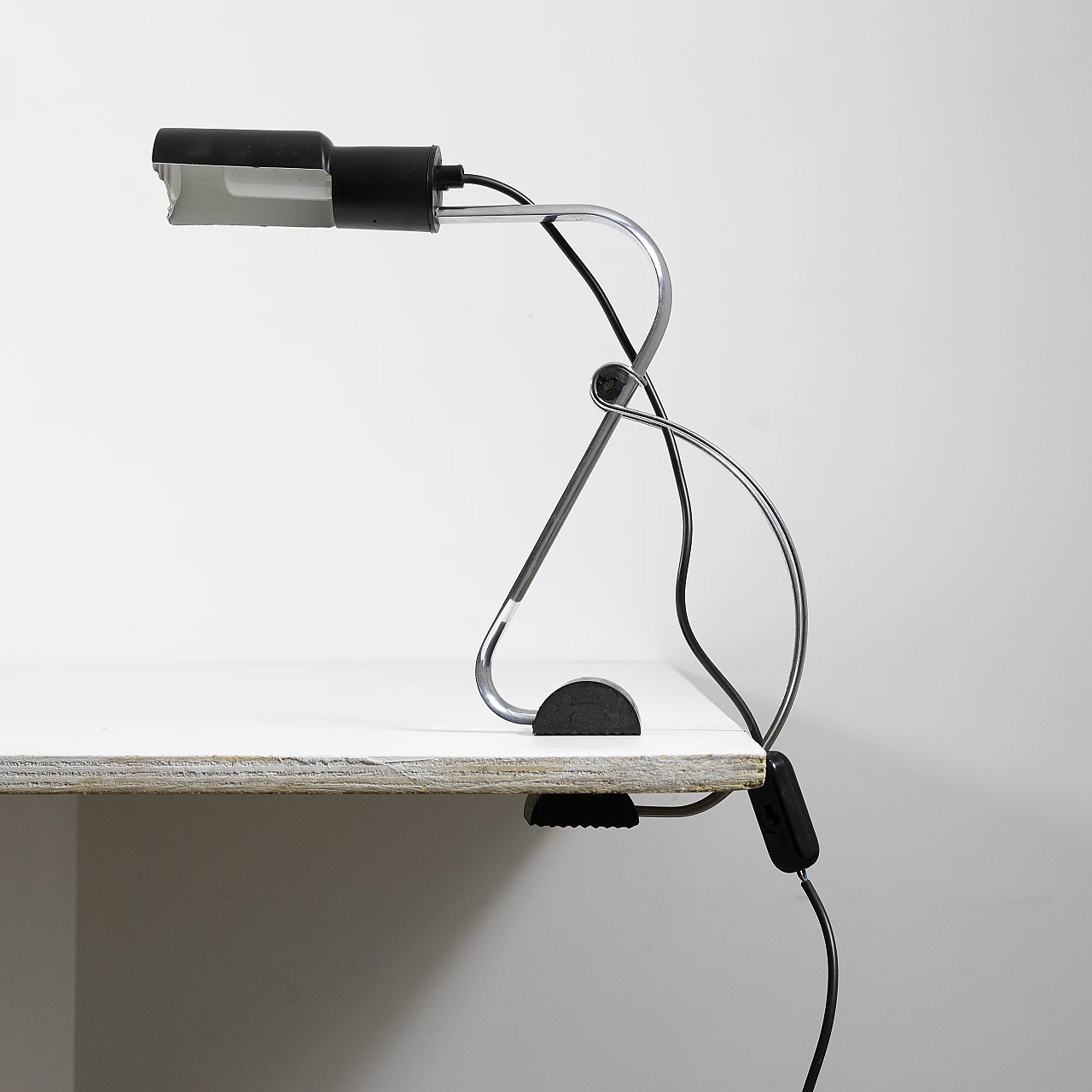 Chrome-plated metal desk clamp lamp, 1970s 3