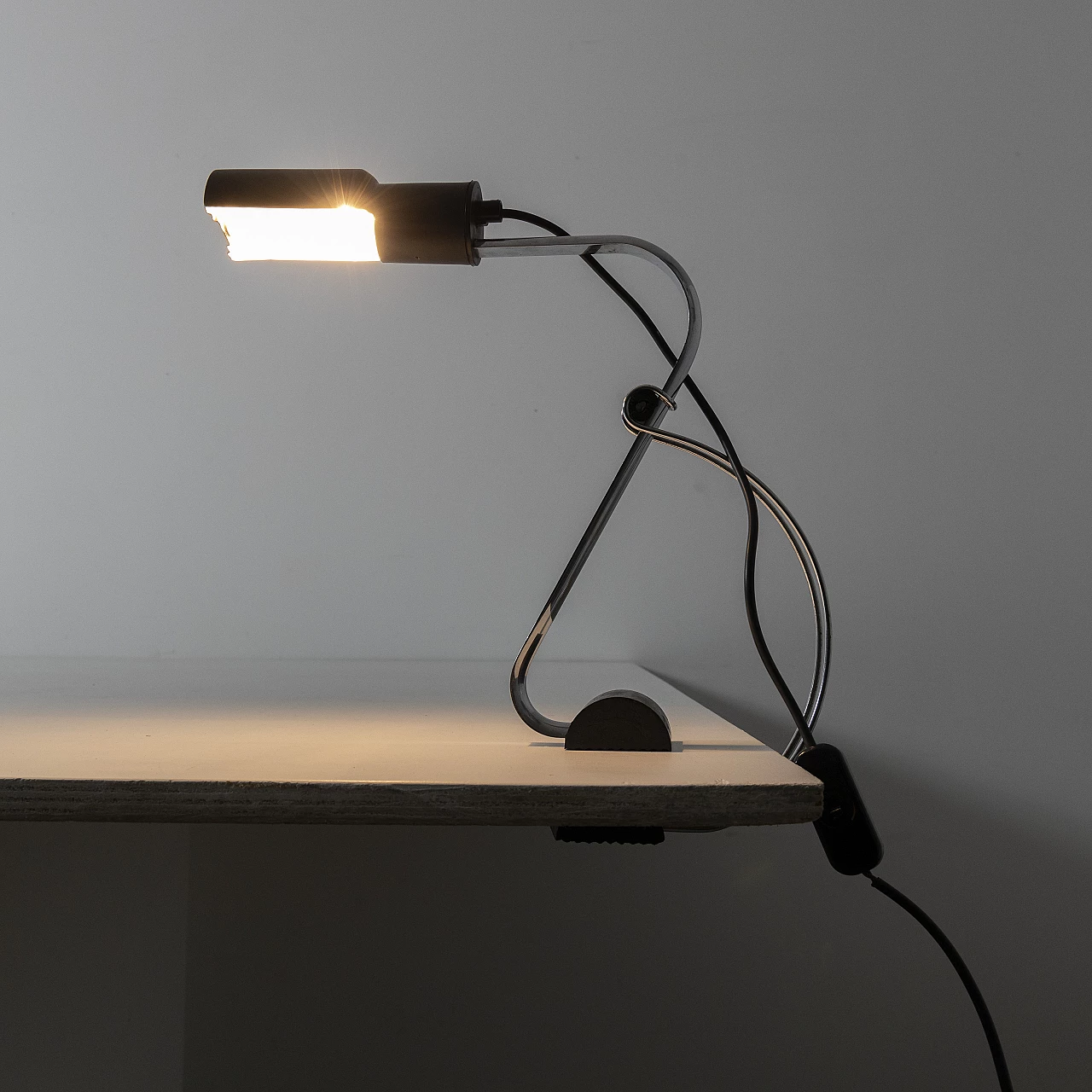 Chrome-plated metal desk clamp lamp, 1970s 10
