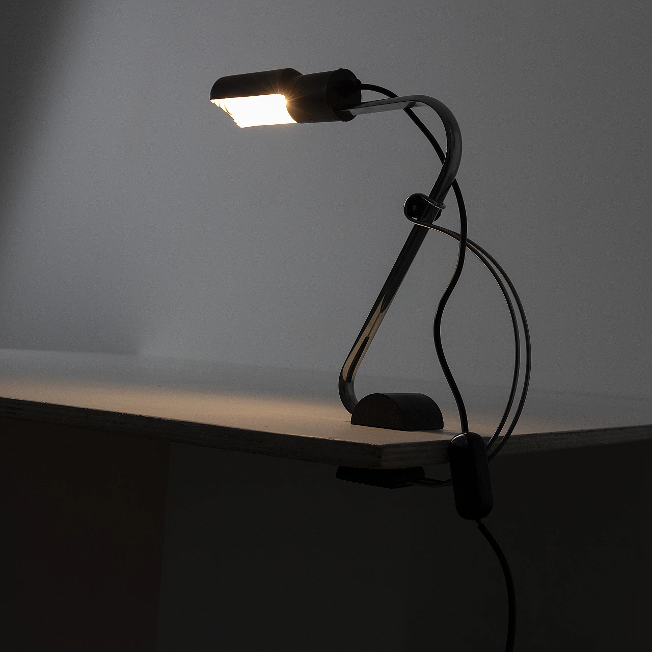 Chrome-plated metal desk clamp lamp, 1970s 11